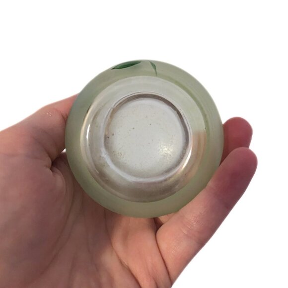 Vintage Barlett Collins MCM Small Hand Painted Vase Gold Rim Frosted Glass - Picture 8 of 10